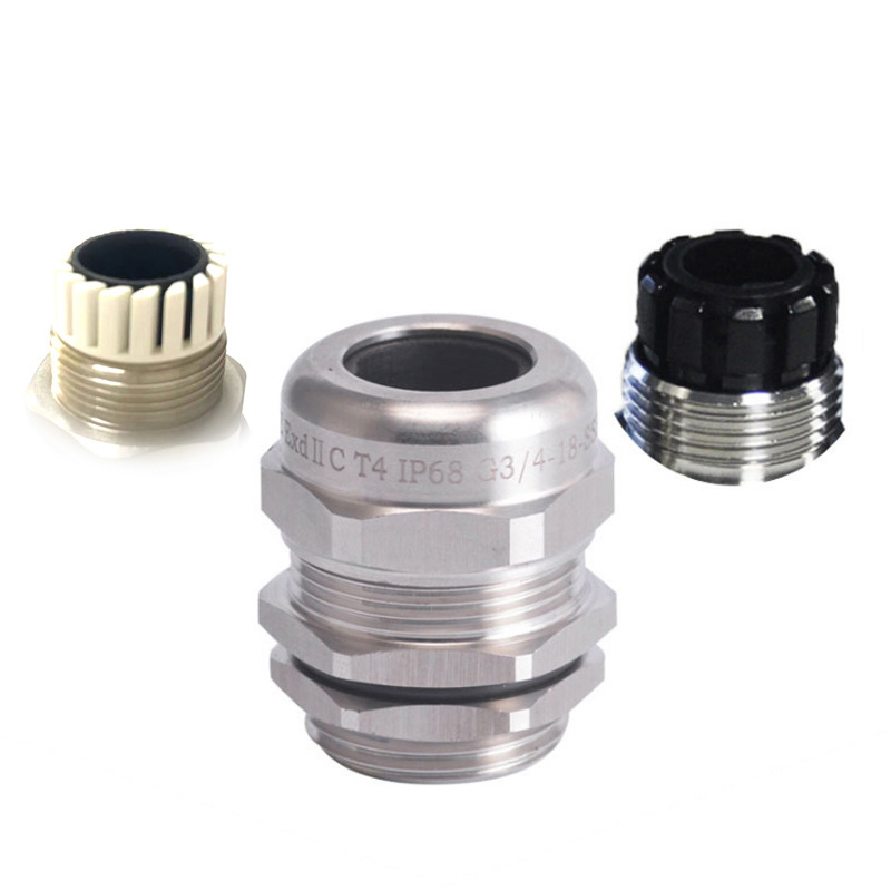 304 stainless steel waterproof connector cable gland seal stuffing box explosion-proof wire clamping connector IP68 level