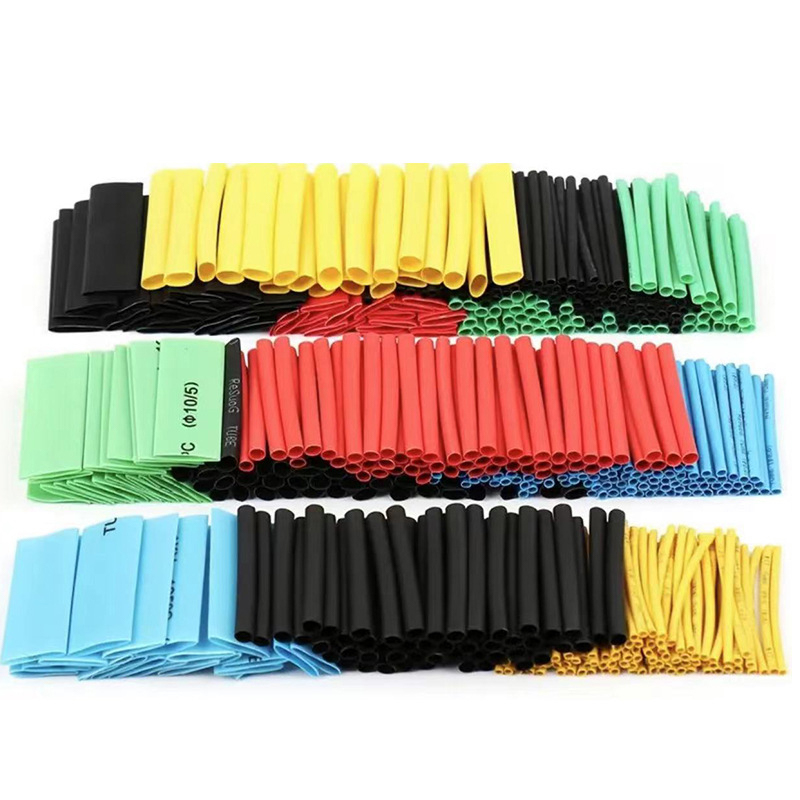 320 pieces black red yellow green heat shrinkable tube, PE tube automotive cable sleeve winding kit packaging kit data cable