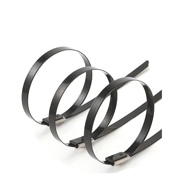 4.6mm spray-coated 304 stainless steel cable ties and steel ball self-locking outdoor anti-oxidation marine cable ties