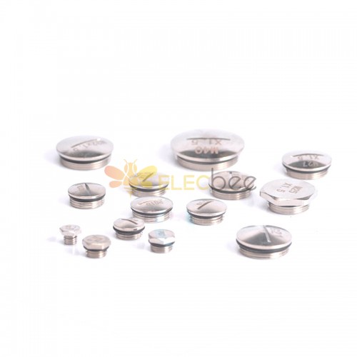 Brass nickel-plated plug straight round stuffy cover metal round plug threaded plug cap waterproof M20M25 metric