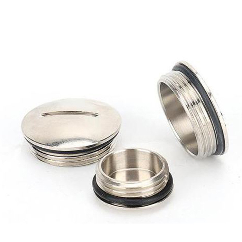 Brass nickel-plated plug straight round stuffy cover metal round plug threaded plug cap waterproof M20M25 metric