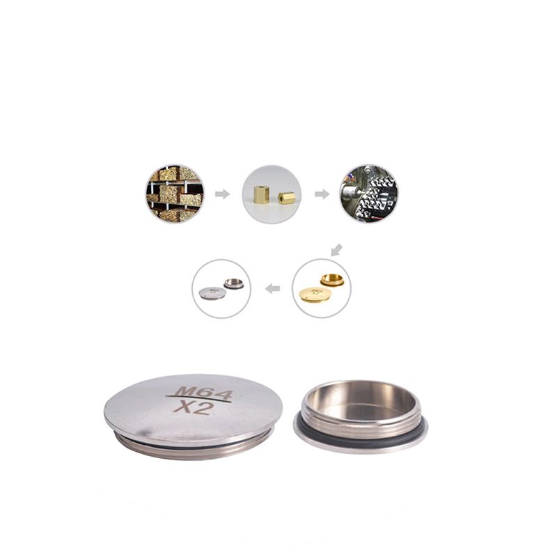 Customized metal round stuffy cover copper nickel-plated male thread plug M12 M20 waterproof plug plug