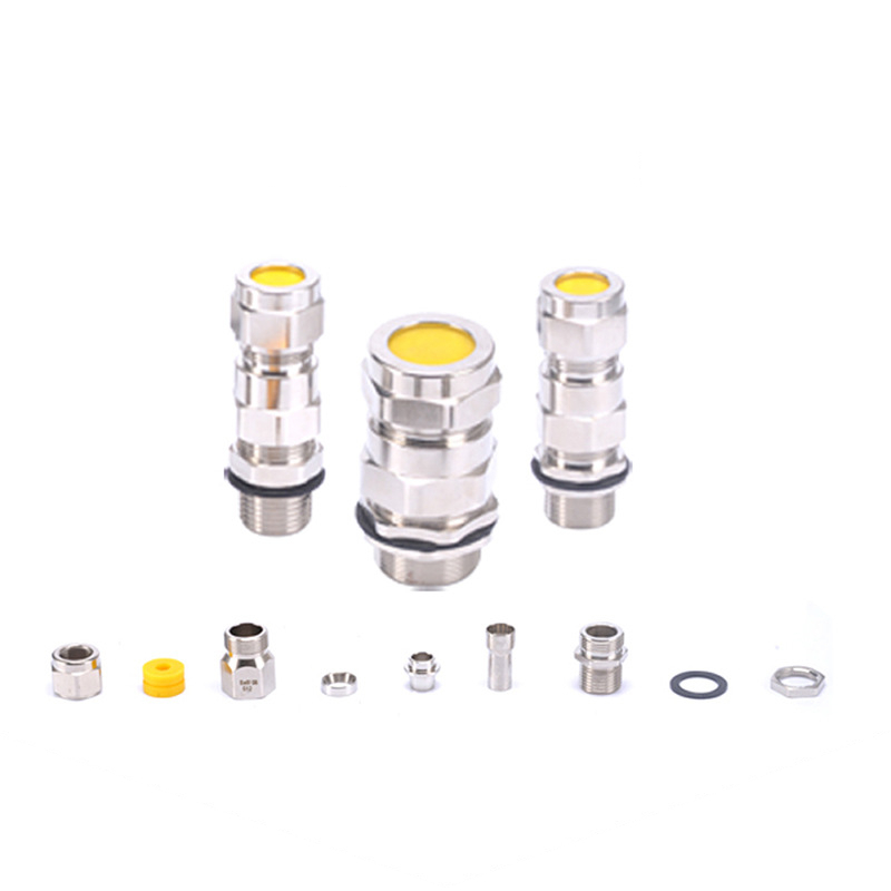 Explosion-proof armored waterproof connector metric and inch metal stuffing box single seal brass cable gland customization