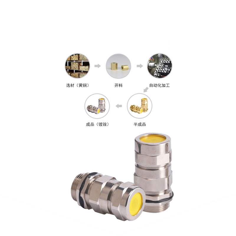 Explosion-proof armored waterproof connector metric and inch metal stuffing box single seal brass cable gland customization