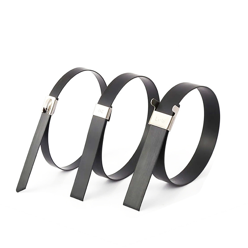 L-shaped plastic-coated stainless steel tie 201304316 stainless steel wire bridge metal strap outdoor cable tie