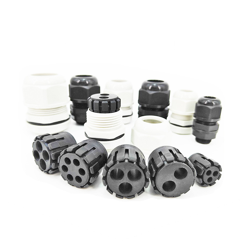 Nylon porous waterproof connector plastic cable connector gland plastic PA6 sealing fixed head M20-H4-5