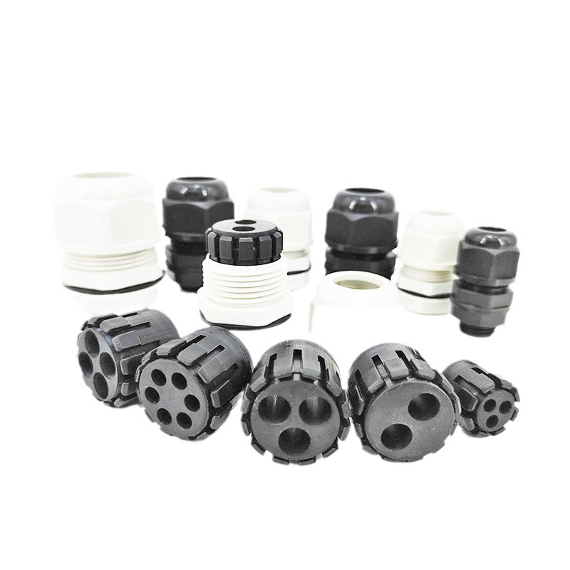 Nylon porous waterproof connector plastic cable connector gland plastic PA6 sealing fixed head M20-H4-5