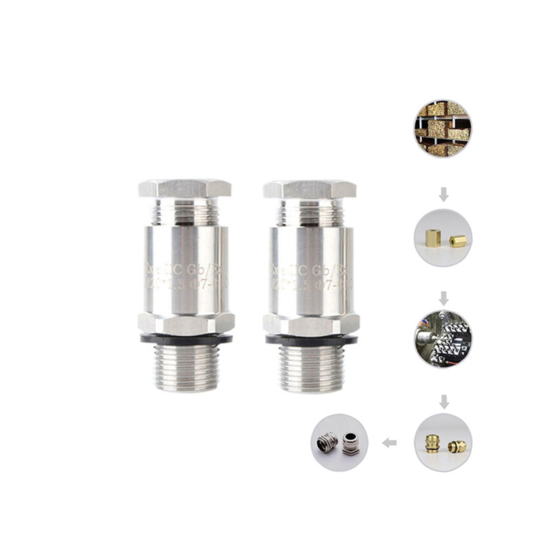 Pressure-type explosion-proof connector stuffing box copper nickel-plated explosion-proof cable waterproof gland British and American NPT1NPT3/4