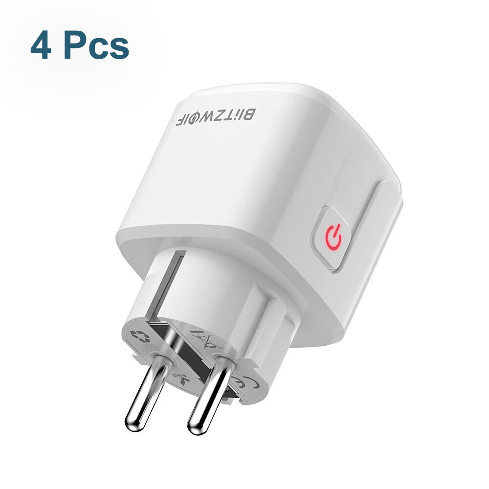 [4 unidades] BW-SHP15 Zigbee 3.0 16A 3680W Smart Plug Tomada de energia sem fio Plugue UE APP Controle remoto / Controle de voz / Vários modos de temporizador compatíveis com Amazon Alexa / Google Assistant