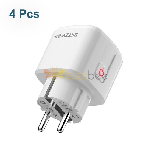 [4 unidades] BW-SHP15 Zigbee 3.0 16A 3680W Smart Plug Tomada de energia sem fio Plugue UE APP Controle remoto / Controle de voz / Vários modos de temporizador compatíveis com Amazon Alexa / Google Assistant