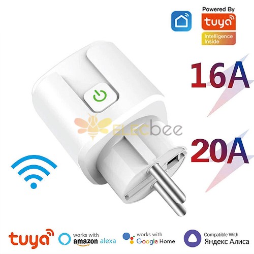 16A/20A Tomada Inteligente UE AC100-240V WiFi Smart Plug Power Outlet Controle de Voz com Alexa Google Home