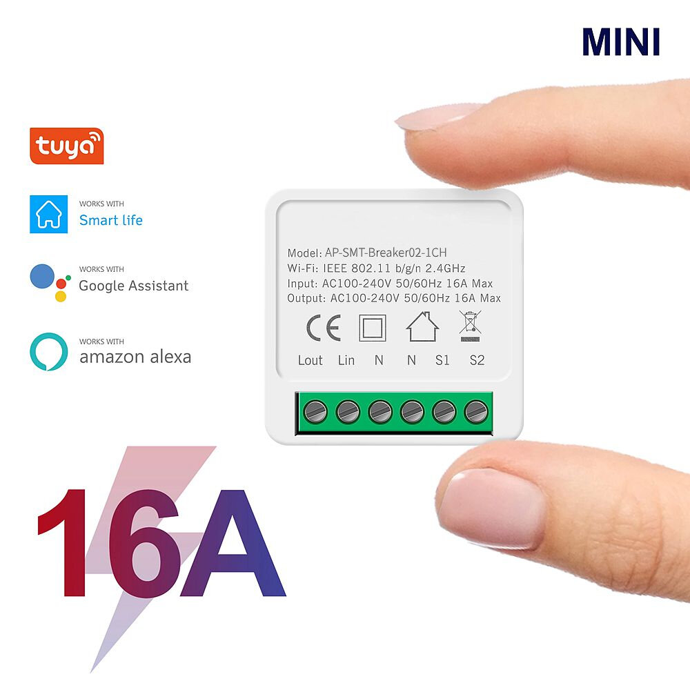 16A Mini Smart Wifi DIY Switch Support 2 Way Control Smart Home Automation Module Work with Alexa Google Home Smart Life App