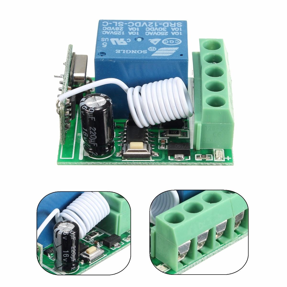 2Pcs DC12V 10A 1CH 433MHz Relé sem fio RF Controle Remoto Receptor de interruptor