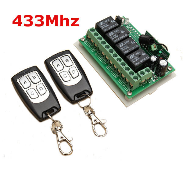 3Pcs 12V 4CH Canal 433Mhz Interruptor de controle remoto sem fio com 2 transmissores