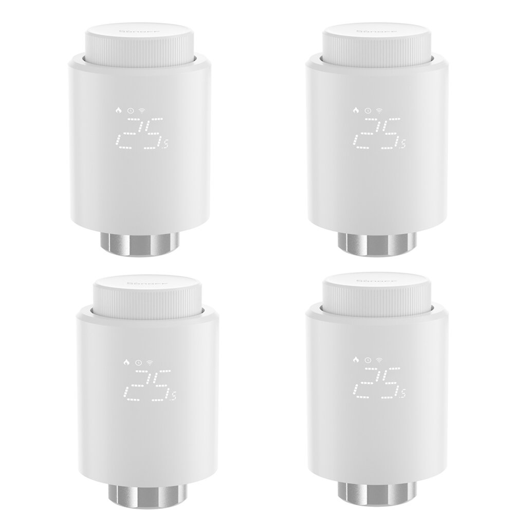 4 unidades SONOFF TRVZB Smart Zigbee3.0 Válvula de radiador termostática Termostato inteligente Controlador de temperatura APP e controle de voz Trabalhe com Alexa Google Home