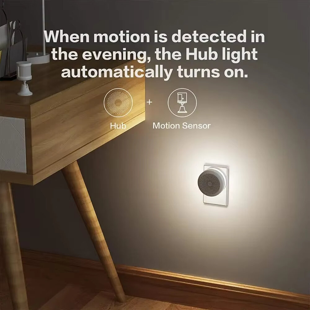 Aqara M1S Smart Hub Gateway sem fio Zigbe 3.0 WiFi RGB LED Conexão de luz noturna Controle Remoto Trabalho com Xiaomi Mijia Homekit APP