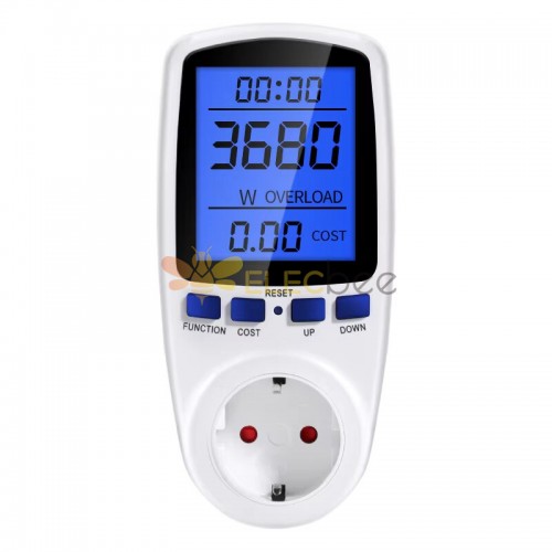 DDS108L Digital LCD Wattmeter 220V 110V AC Power Meter Backlight Electricy Consumption Energy Meter EU Plug Power Kilowatt Wattage Meter