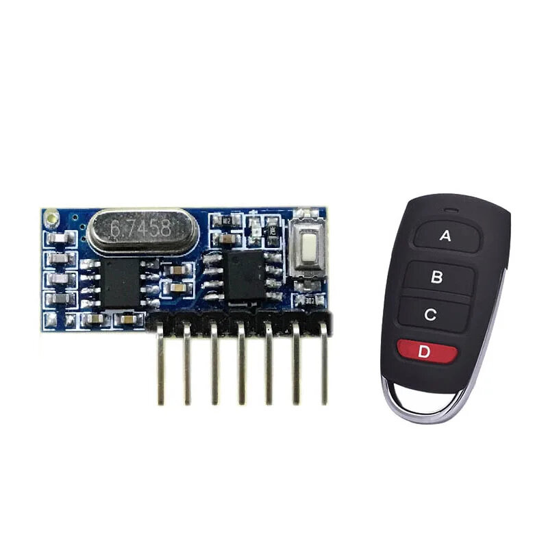 Germa rf 433mhz transmissor 4 botões controle remoto + módulo receptor fixo ev1527 decodificação saída 4ch com aprendizagem kit diy