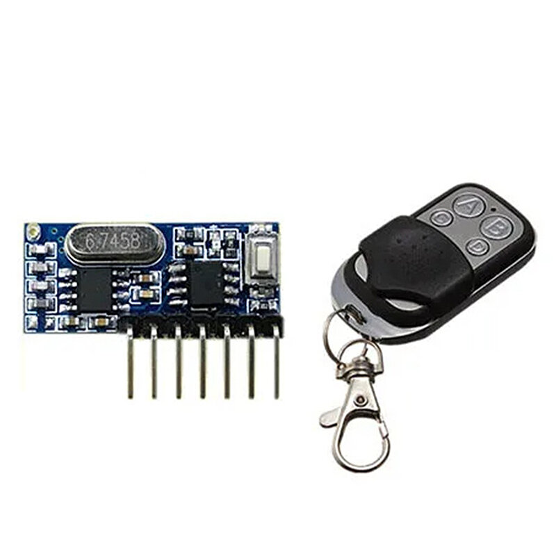 Germa rf 433mhz transmissor 4 botões controle remoto + módulo receptor fixo ev1527 decodificação saída 4ch com aprendizagem kit diy