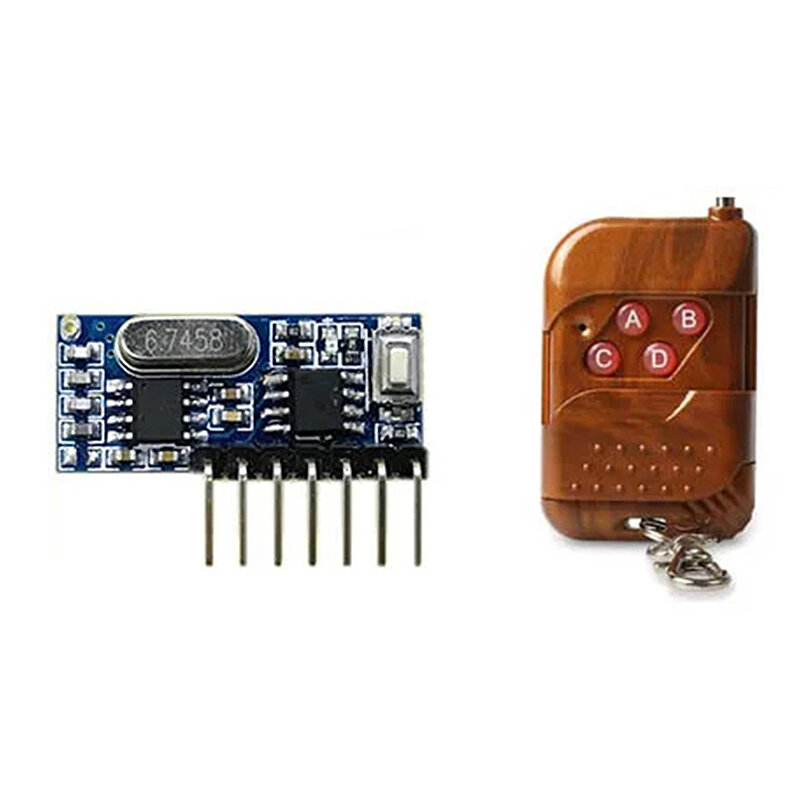 Germa rf 433mhz transmissor 4 botões controle remoto + módulo receptor fixo ev1527 decodificação saída 4ch com aprendizagem kit diy