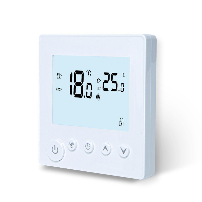 KC01 Aquecimento de piso elétrico de água Termostato de parede AC90V-240V Alta potência 3A 16A 25A Controlador de temperatura Display LCD digital para ambientes internos