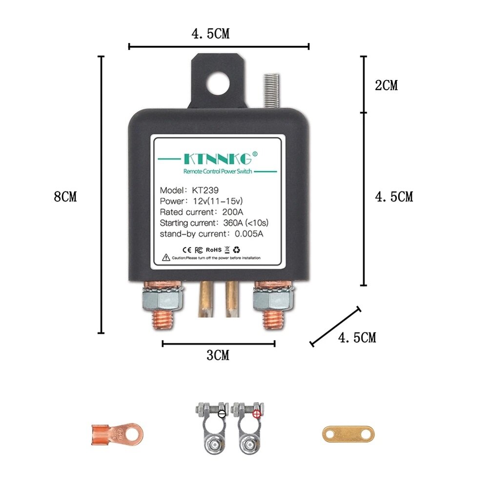 KTNNKG KT239 12V 200A Carro Motocicleta Bateria Interruptores Sem Fio Controle Remoto Bateria Desconecte o Isolador de Corte