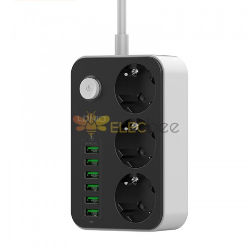 LDNIO SE3631 Power Strip Padrão Europeu 3 Tomadas com 6 Auto-id USB Multi Tomada Elétrica Placa de Plug UE