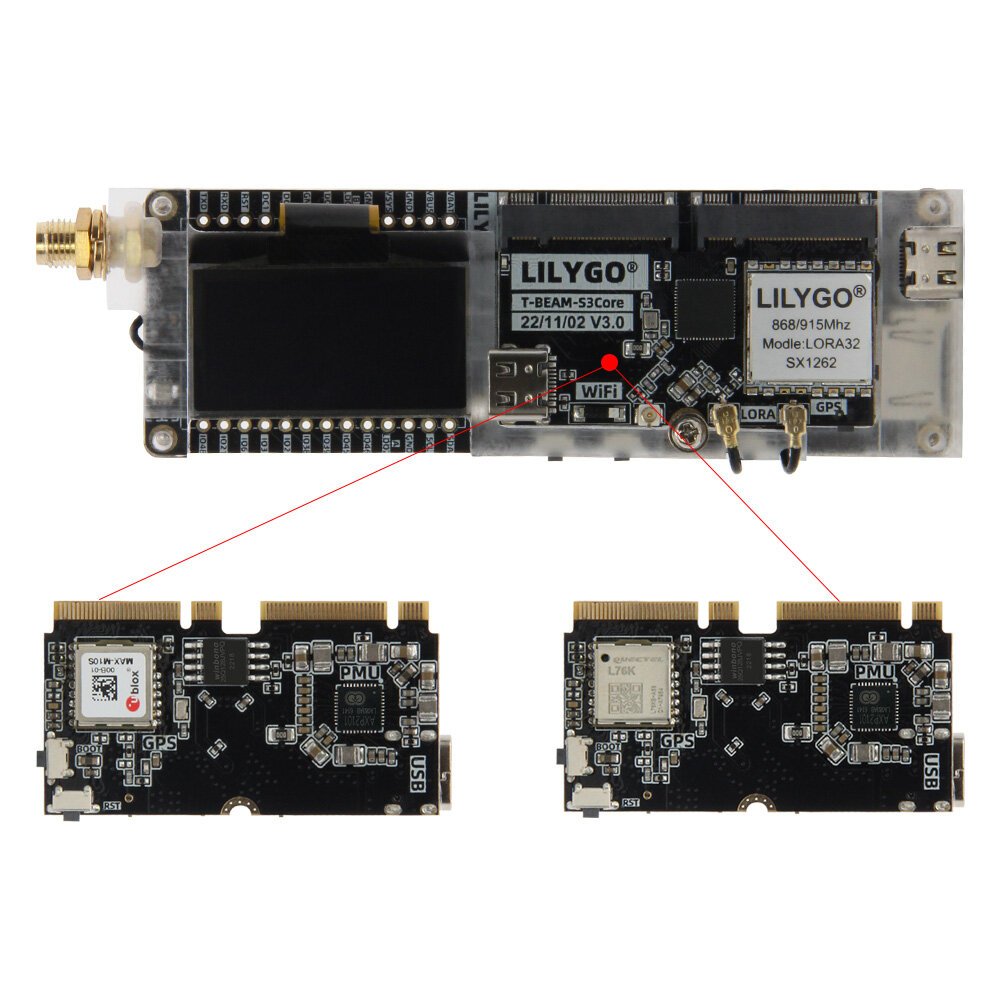 Placa de desenvolvimento SoftRF T-BeamSUPREME ESP32-S3 LoRa com SX1262 868/915 MHz GPS U-blox L76K WiFi Bluetooth 1.3 polegadas OLED