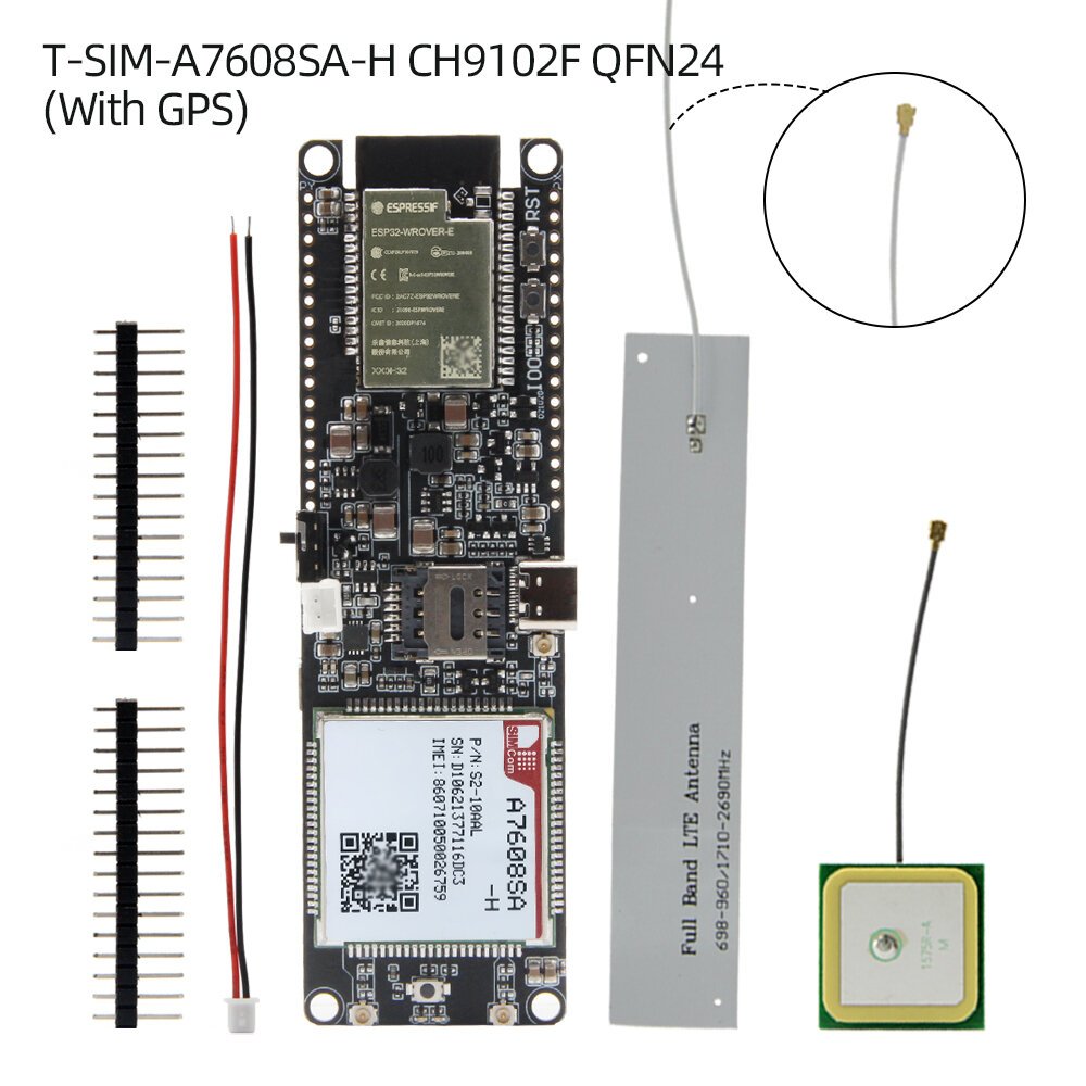 T-A7608SA-H T-A7608E-H ESP32 SIM LTE Network GPS Antenna ESP32-WROVER-E Wireless Module WiFi Bluetooth Development Board