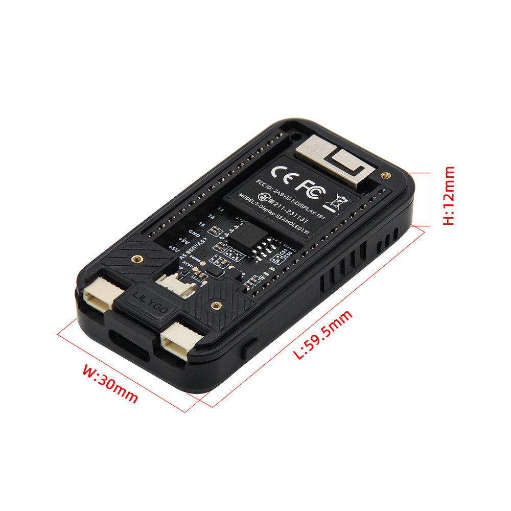 T-Display-S3 AMOLED ESP32-S3 1.91-inch RM67162 Display Development Board OLED WiFi Bluetooth 5.0 Wireless Module with Shell