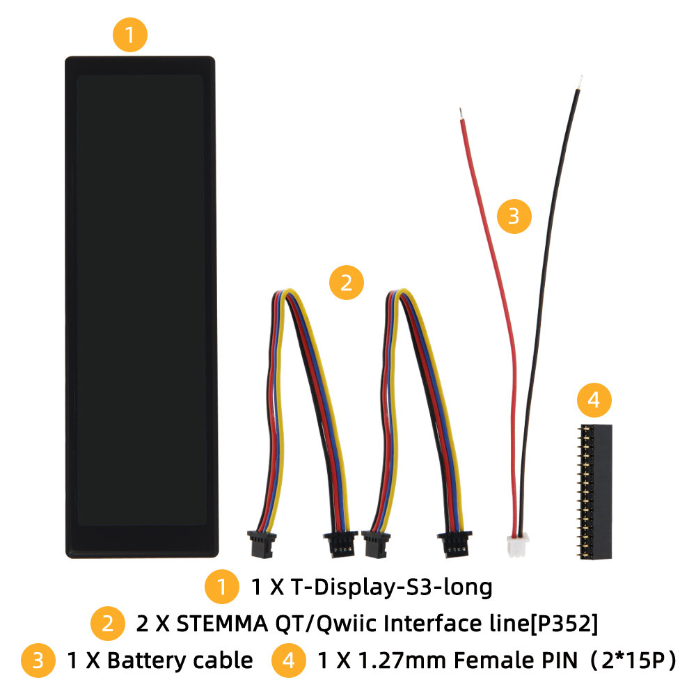 T-Display-S3-Long 3,4 polegadas Touch Display ESP32-S3 Placa de desenvolvimento TFT LCD Módulo sem fio WiFi Bluetooth 16MB Flash