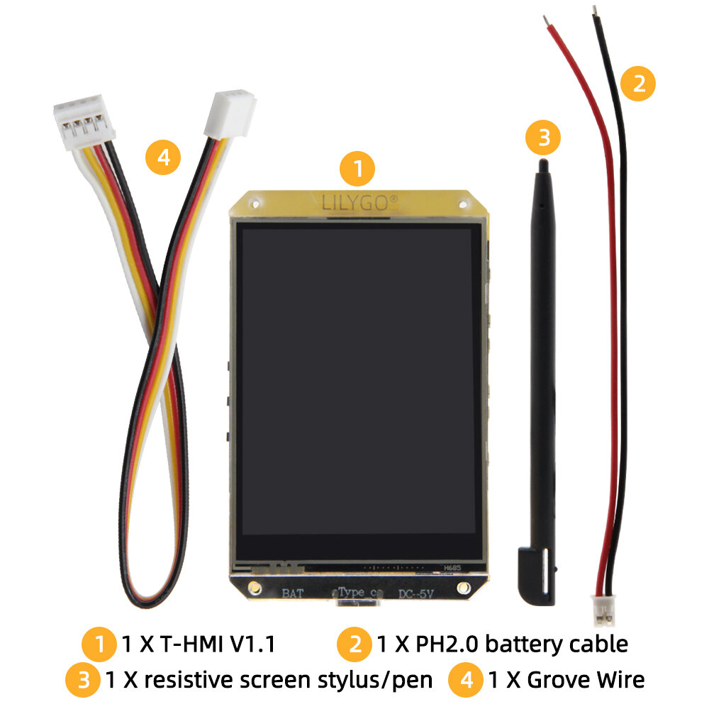 LILYGO T-HMI ESP32-S3 2.8 inch Resistive Touch Screen Support TF WIFI bluetooth Development Board