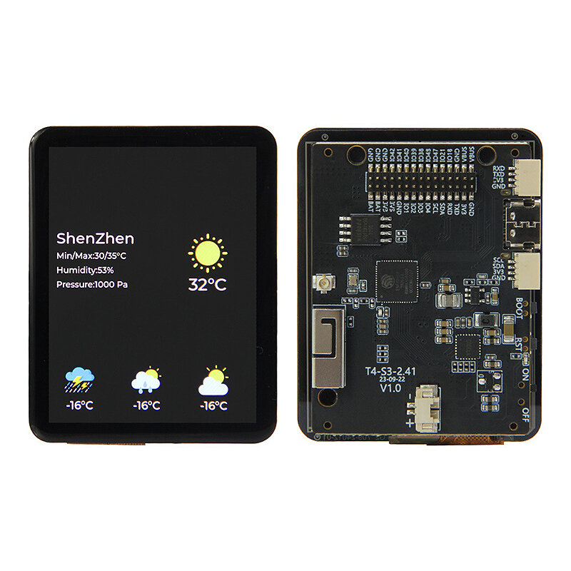 Placa de desenvolvimento com tela sensível ao toque AMOLED de 2,41 polegadas T4-S3 ESP32-S3 Tela RGB Dual-Core LX7 Microprocessador WIFI placa de módulo bluetooth