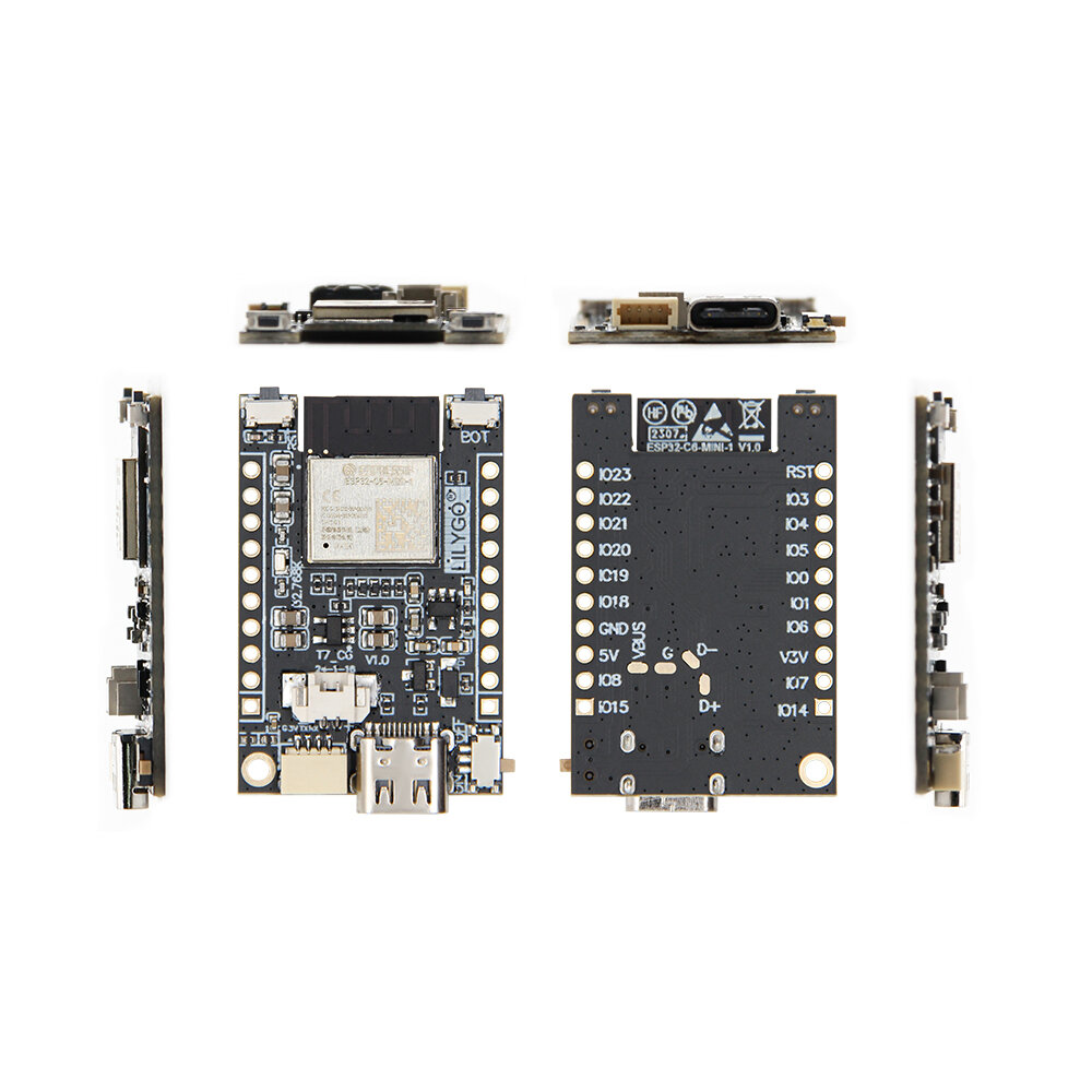 T7-C6 ESP32-C6-MINI-1 Wi-Fi6 BLE5 Thread/Zig bee SoC Development Board With Charging Chip TP4065 Wireless Protocol Bluetooth 5 Onboard BOOT Reset Switch