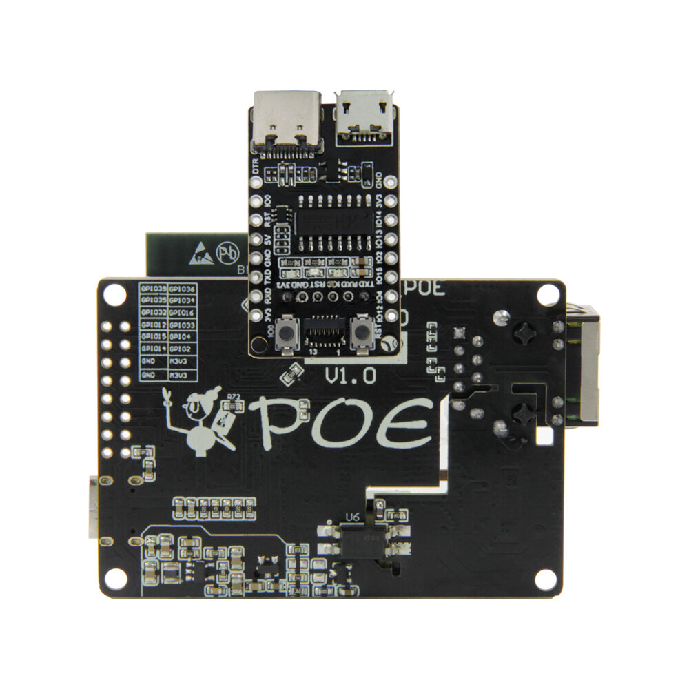 Adaptador ethernet de chip ttgo t-internet-poe ESP32-WROOM lan8720a e placa de expansão de download hardware programável