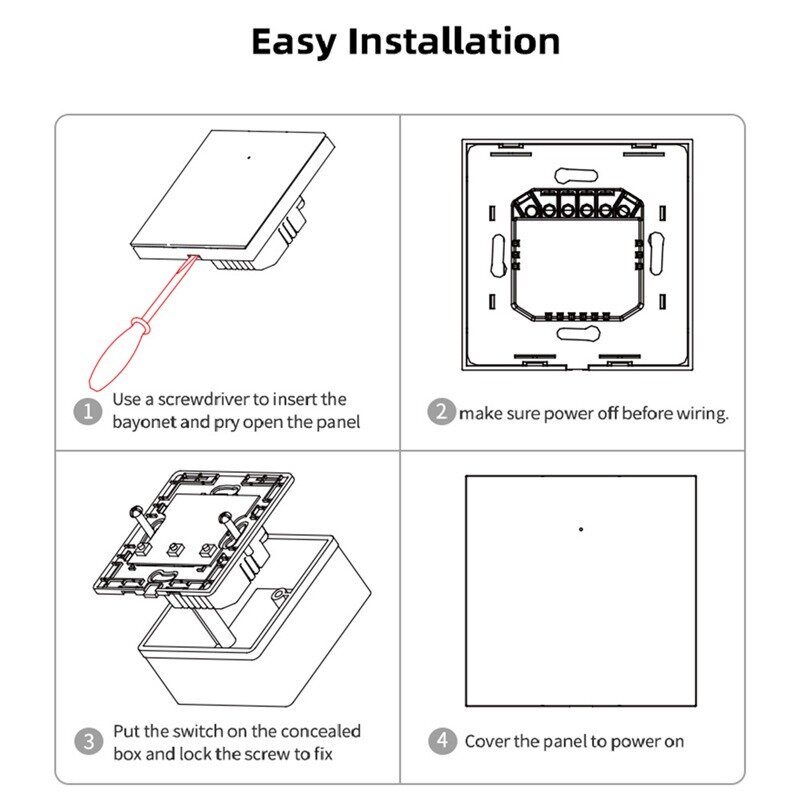 Interruptor de luz led wi-fi inteligente, plugue ue 1/2/3, sem necessidade de fio neutro, controle de voz com homekit alexa, google home