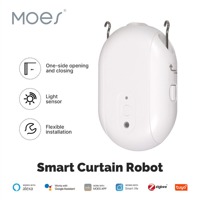 MOES Tuya BLE ZigBee3.0 Cortina elétrica inteligente Robô Timing Abridor automático Luz mais próxima Sensor App Controle Remoto Suporte Alexa Google Home