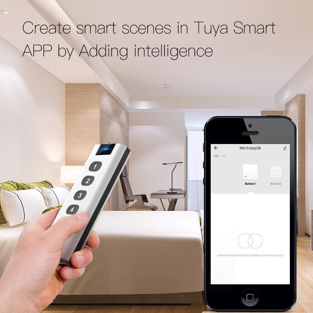 Moes Tuya Smart Zigbee3.0 Scene Switch 4 Gang 12 Scenes Remote Tuya Zigbee3.0 Hub necessário sem limitação de dispositivos de controle