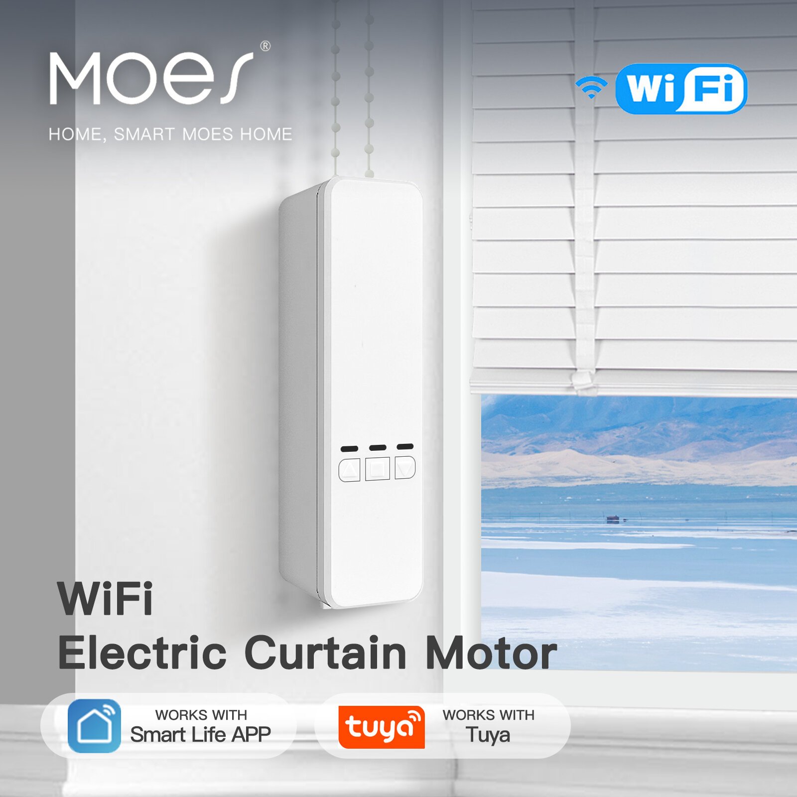 MOES Tuya WiFi Smart Cortina Motor Elétrico Cortinas de Rolo de Corrente Sombra Unidade de Obturador Kit Remoto RF Smart Life App