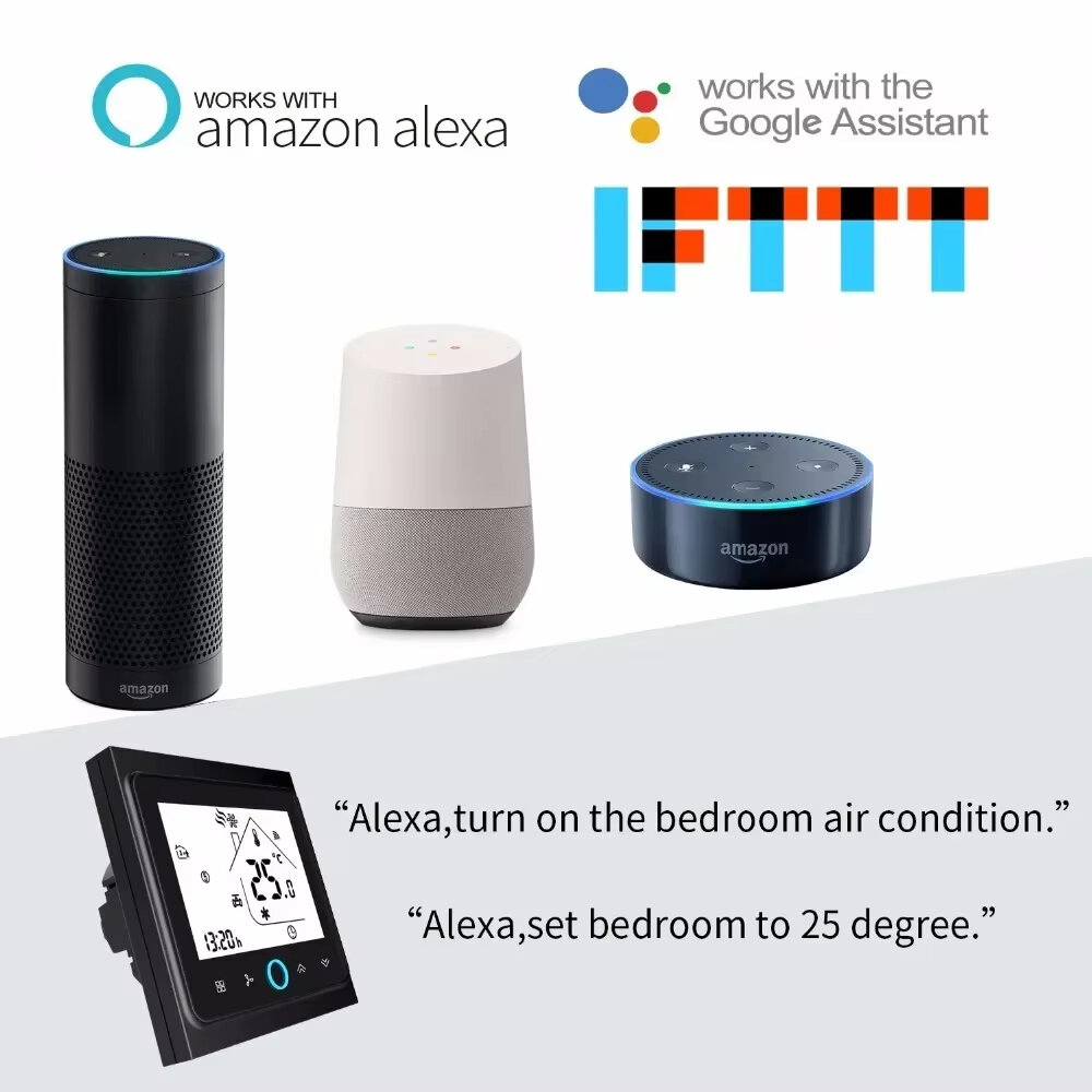 MOES Tuya WiFi Água / Piso Elétrico Aquecimento Termostato Caldeira a Gás Temperatura Painel de Toque Controlador Smart Home Controle de Voz via Alexa Google Assistant