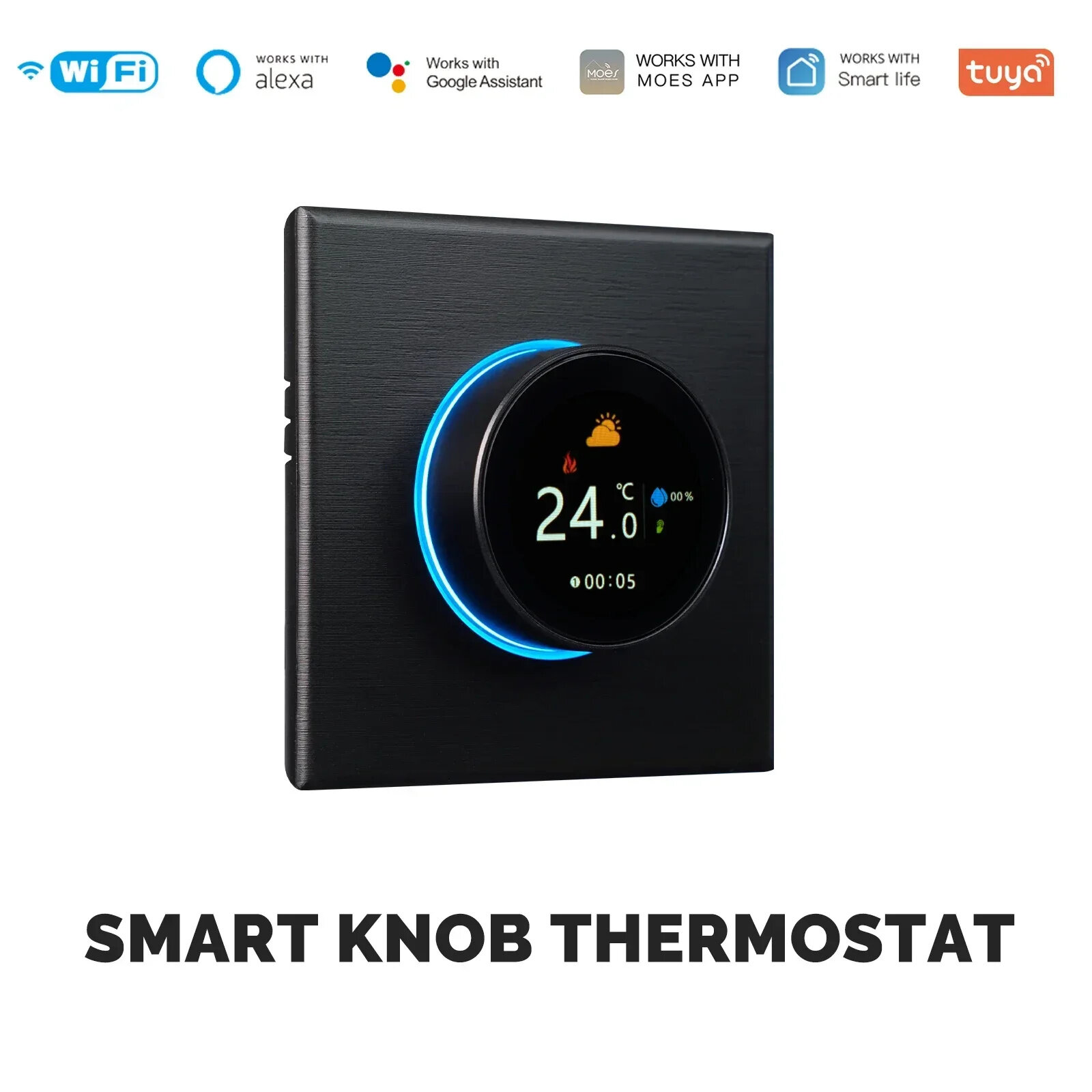 MoesHouse Smart WiFi Smart Home Termostato de botão de aquecimento com display digital Controlador de temperatura para aquecimento de caldeira de água / elétrica / gás Controle de voz funciona com Alexa Google Home