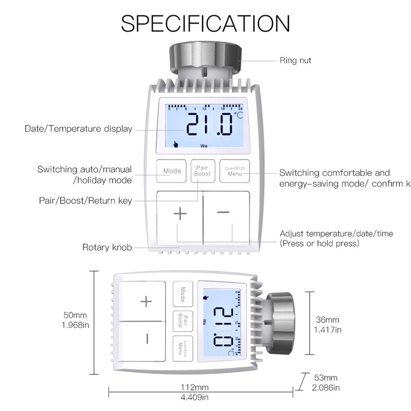 MoesHouse Tuya TV01 ZigBee3.0 Válvula atuadora de radiador Termostato inteligente Controlador de temperatura externo Sensor TRV Controle de voz Alexa Google Assistant