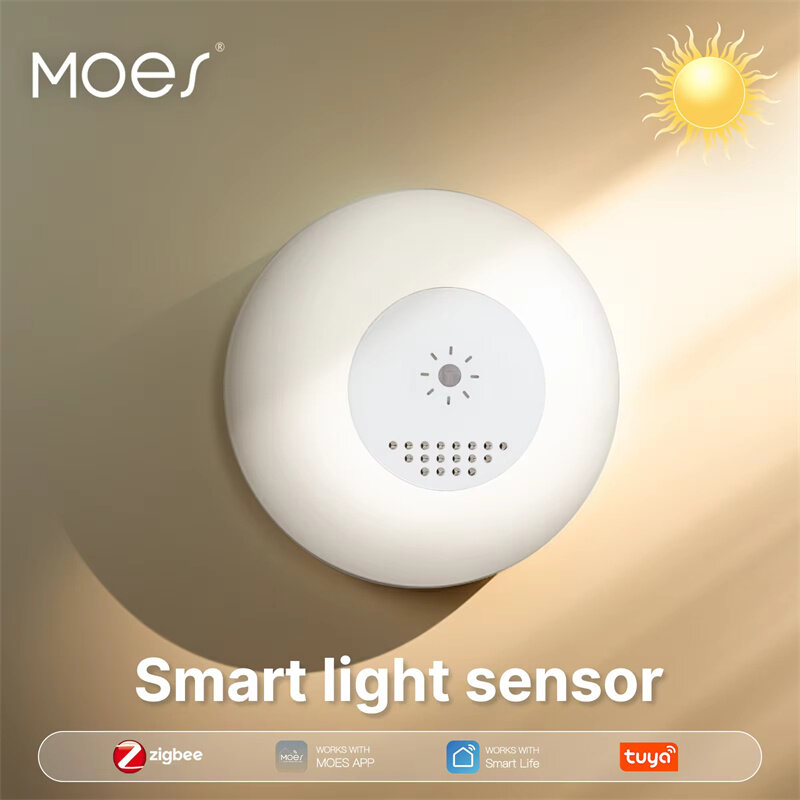 MoesHouse Tuya Zigbe Smart Light Sensor Illuminance Brightness Detection Home Lighting Automation Smart Home Detector APP Control