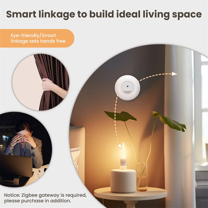 MoesHouse Tuya Zigbe Smart Light Sensor Illuminance Brightness Detection Home Lighting Automation Smart Home Detector APP Control