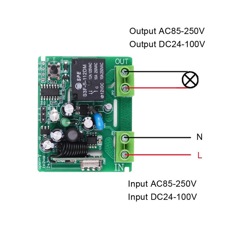 Casa inteligente ac110v 220v single1 canal controle remoto receptor sem fio rf radiofrequência hall quarto interruptor de luz 433mhz