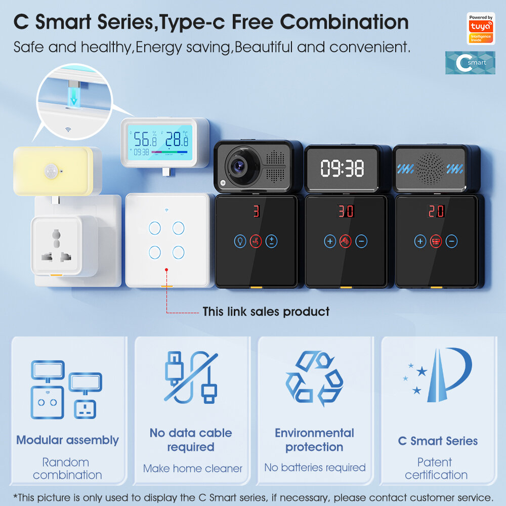 SMATRUL Tuya Wireless WiFi RF433 Smart Home Interruptor de luz montado na parede Interruptores de controle do painel de toque Função de temporização Controle remoto de APP Controle de voz com Alexa Google Assistant Yandex Tmall Genie