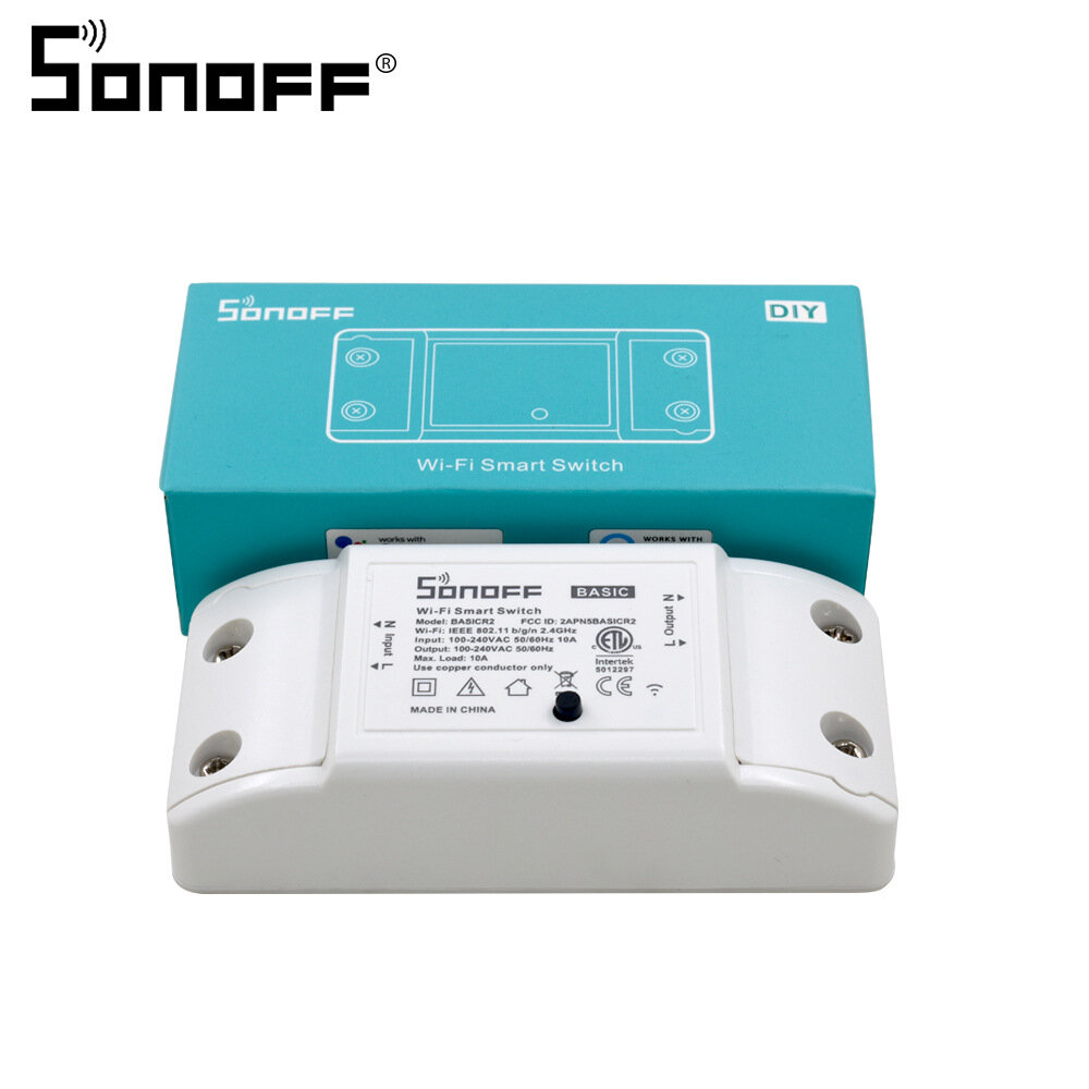 Sonoff Basic R2 Wifi DIY Smart Switch remoto Controlador Timer Light Switch Module 10A para automação residencial inteligente Controle de aplicativo sem fio Trabalhe com Alexa Google Home