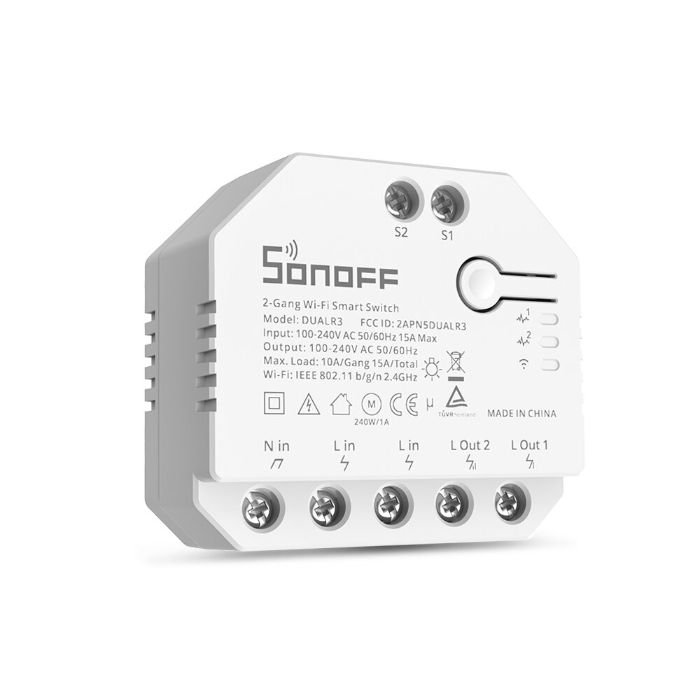 SONOFF DUALR3 Módulo de relé duplo WiFi DIY MINI Switch Medição de energia bidirecional 2 Gang / Way Switch Timing Smart Home Work com aplicativo eWeLink