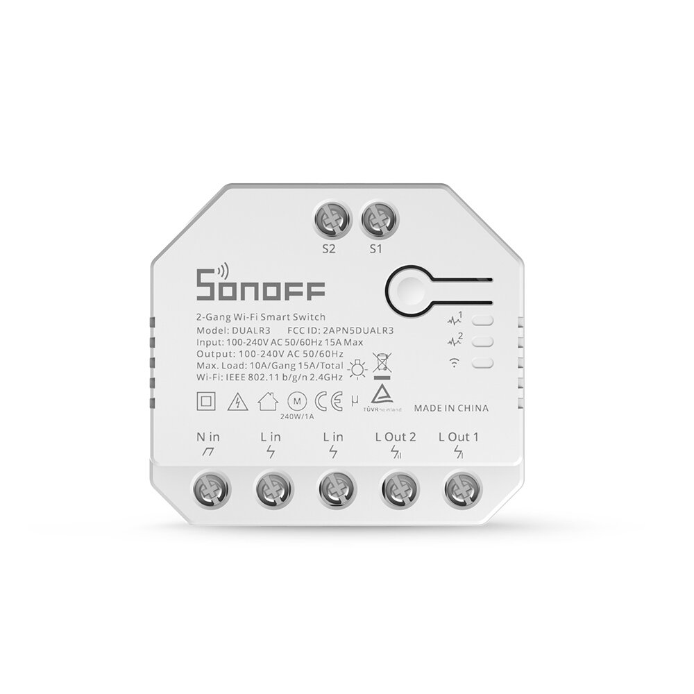 SONOFF DUALR3 Módulo de relé duplo WiFi DIY MINI Switch Medição de energia bidirecional 2 Gang / Way Switch Timing Smart Home Work com aplicativo eWeLink