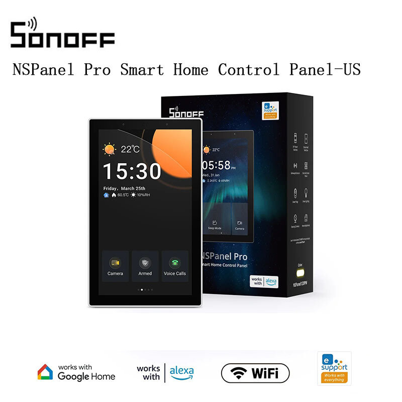 Sonoff nspanel pro 120 tipo painel de controle inteligente tela sensível ao toque zigbee3.0 gateway controle de voz via alexa google matte e-wlink